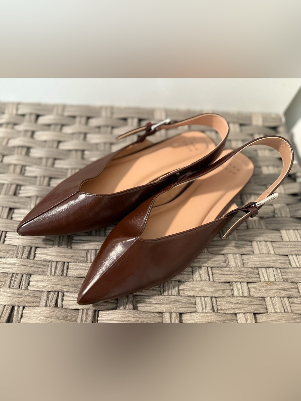 A NEW DAY - Pointed Toe Brown Slingback Flats - Size 7